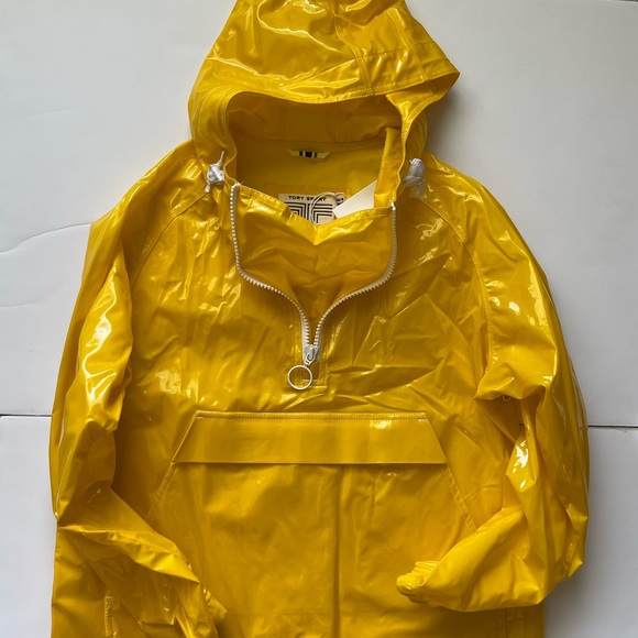 NWT Tory Sport Yellow Rain Coat Rain Jacket Womens Size XS/S Yellow Anorak - Picture 3 of 15